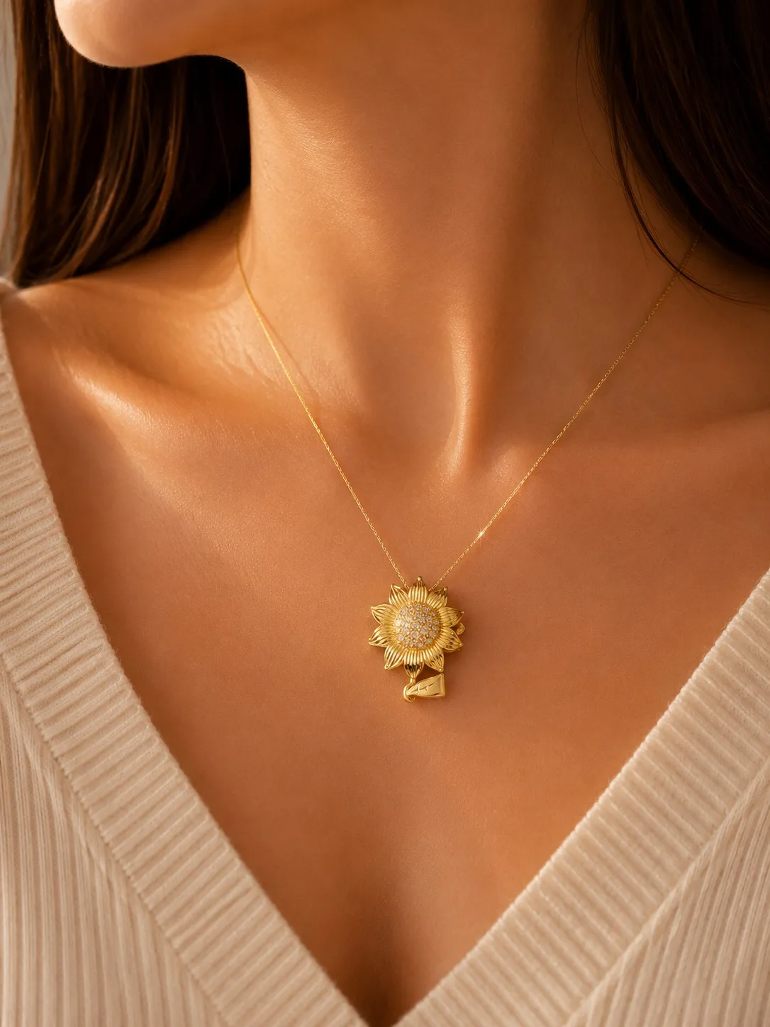 COLLAR GIRATORIO GIRASOL DORADO 