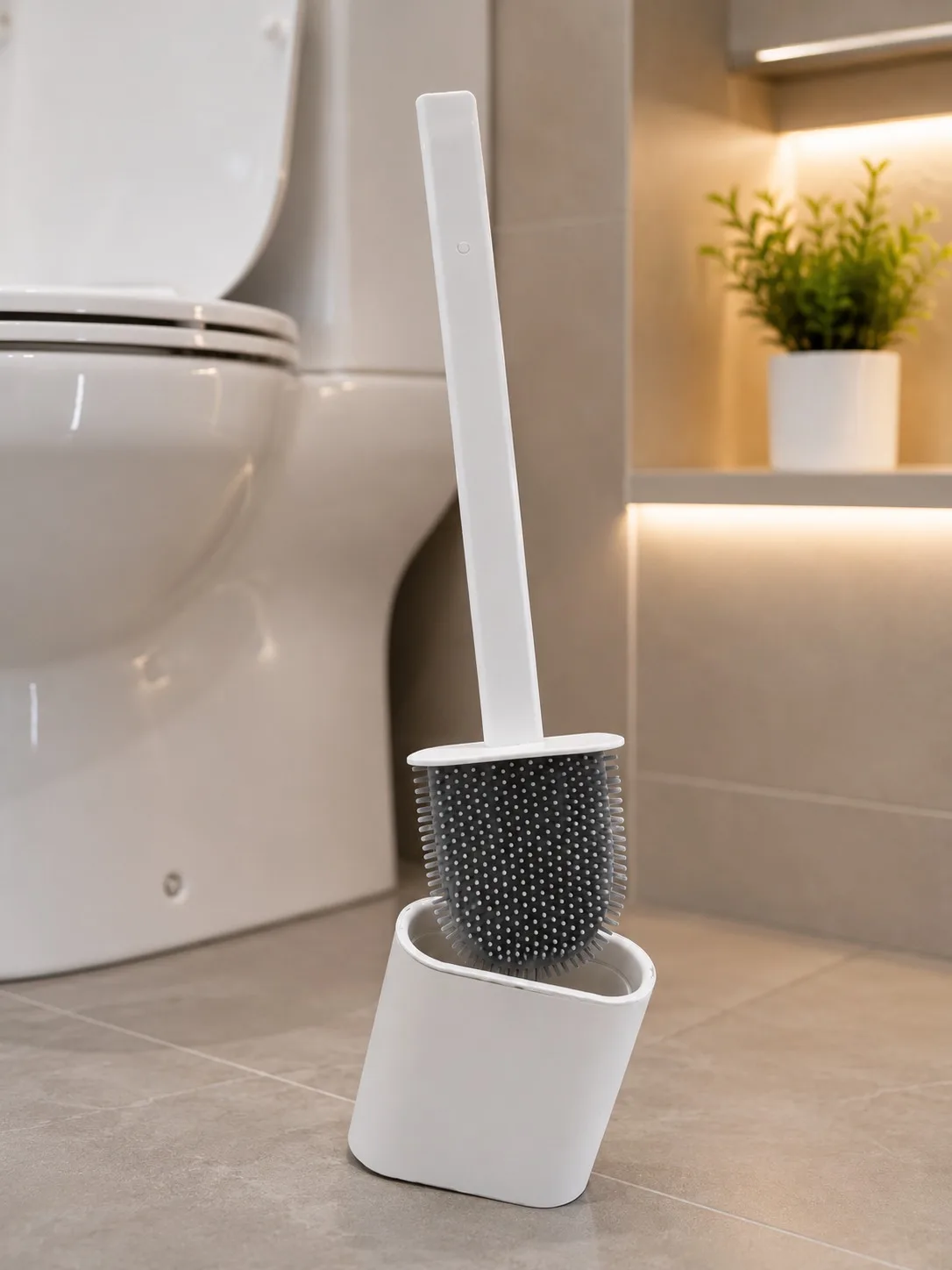 ESCOBILLA DE SILICONA PARA INODORO CON BASE
