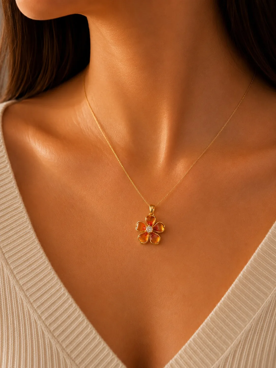 COLLAR GIRATORIO FLOR ÁMBAR