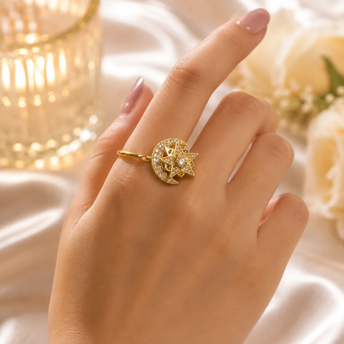 ANILLO REGULADOR GIRATORIO DE LUNA Y ESTRELLA