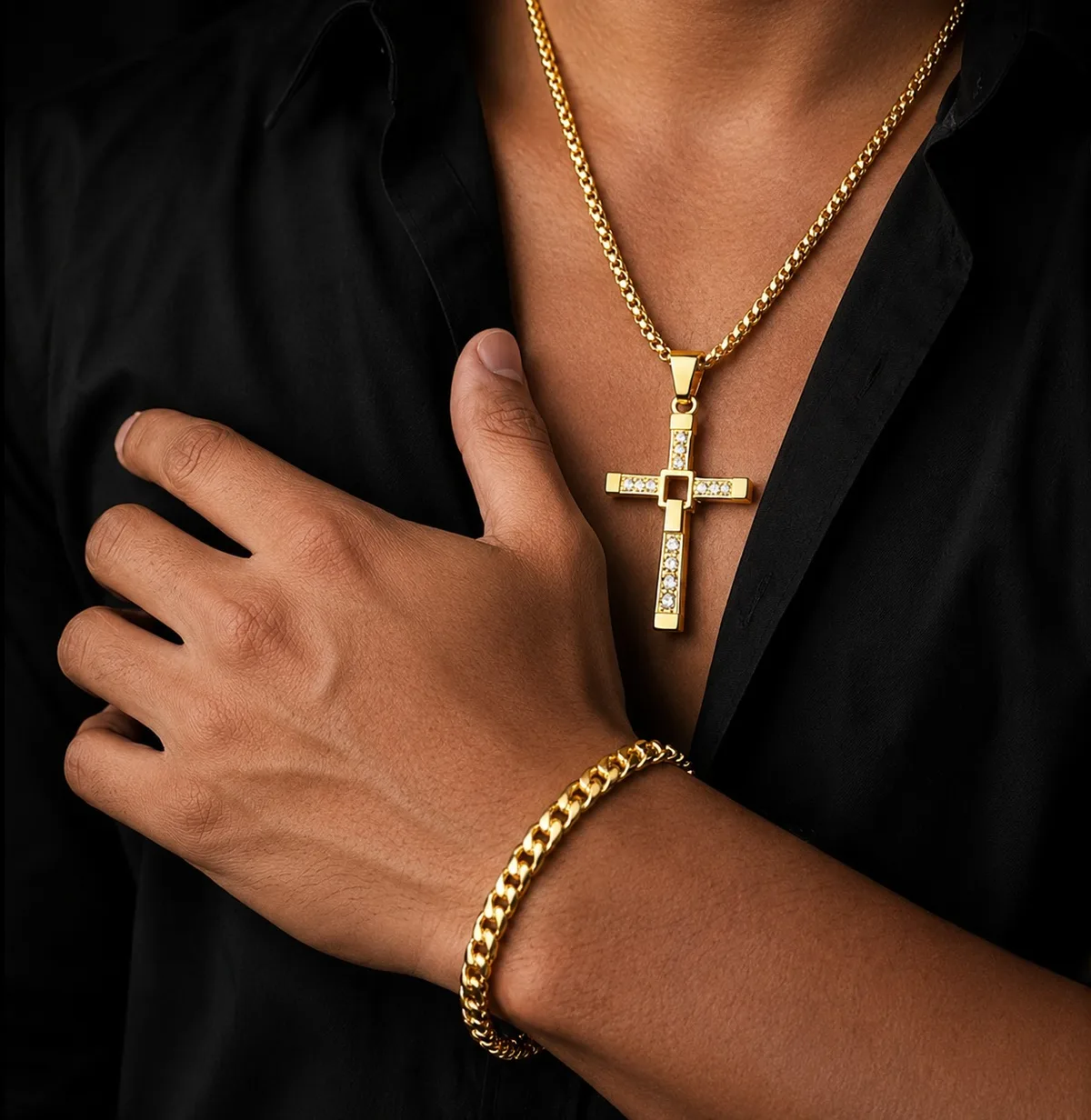 SET DE CRUZ CADENA Y PULSERA 